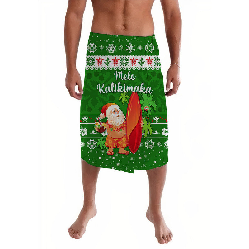 Hawaii Christmas Lavalava Santa Claus Surfing Simple Style - Green