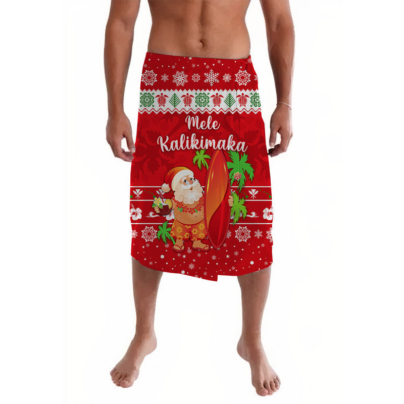 Hawaii Christmas Lavalava Santa Claus Surfing Simple Style - Red