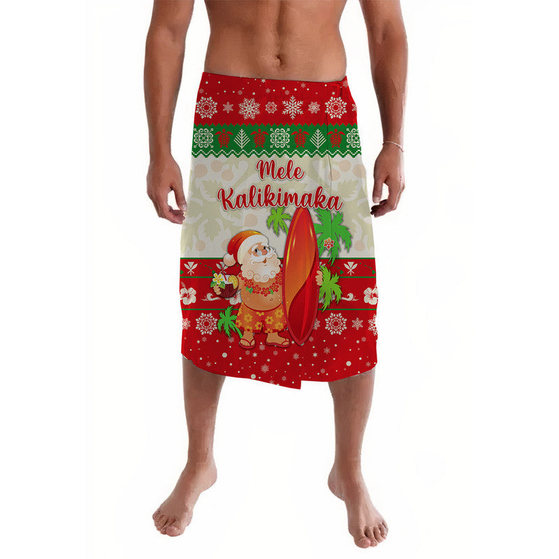 Hawaii Christmas Lavalava Santa Claus Surfing Simple Style - Beige Red