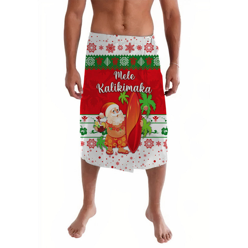 Hawaii Christmas Lavalava Santa Claus Surfing Simple Style - White