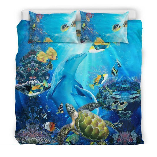 Hawaii Duvet Cover Set Dolphin & Turtle