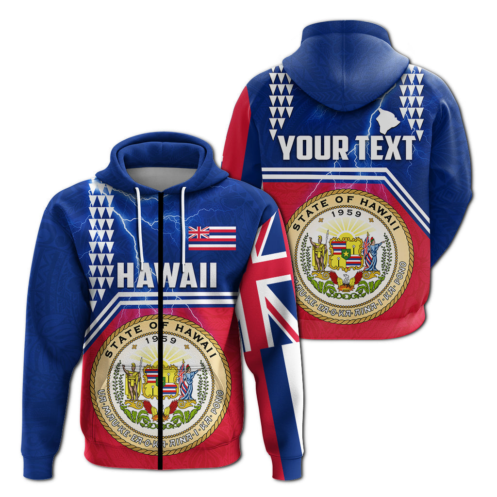 ( Personalised) Seal of Hawaii Zip Up Hoodie Kakau Polynesian Thunder Style