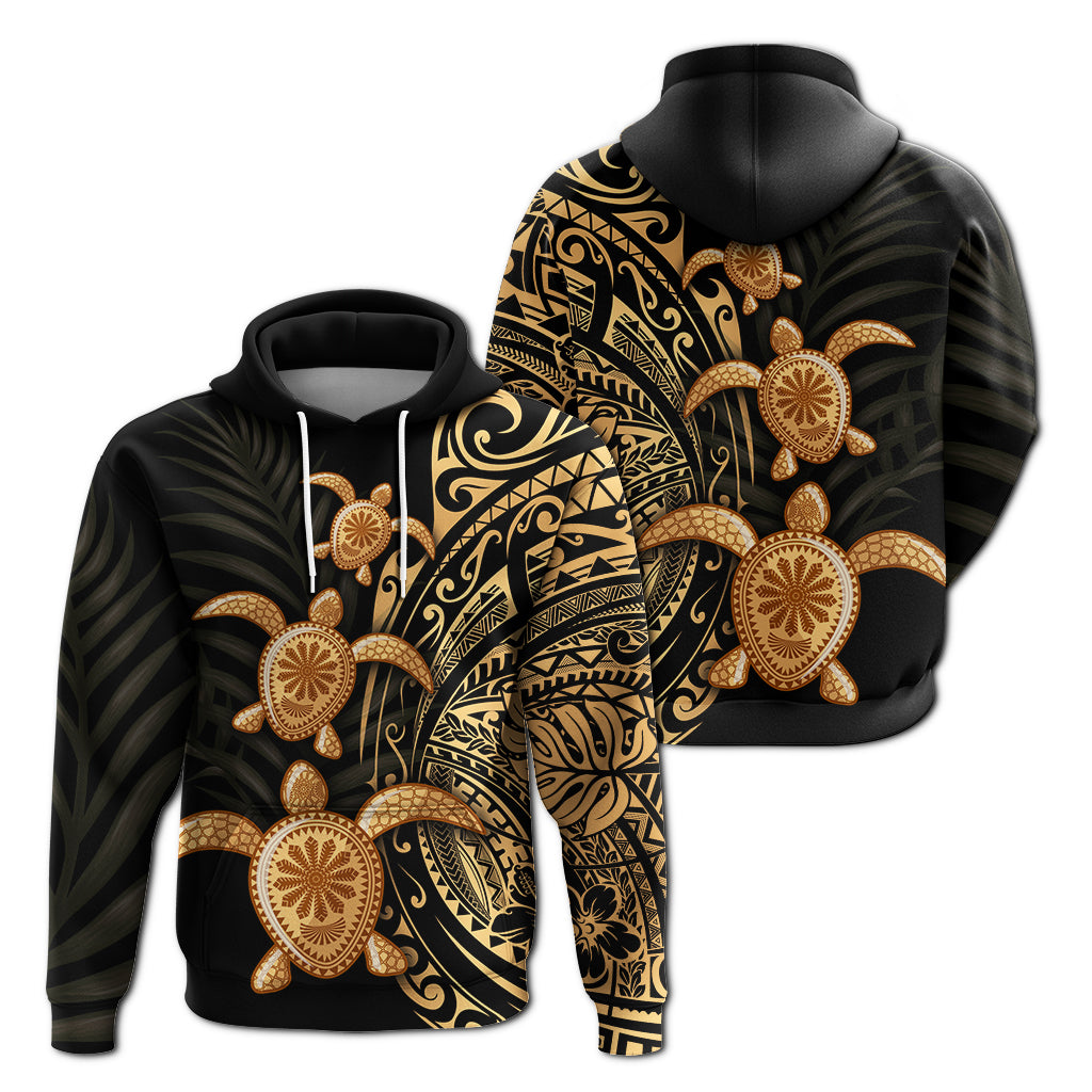 Polynesian Turtle Hoodie Honu Family Gold