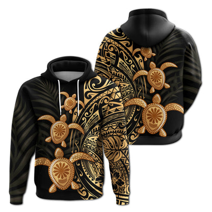 Polynesian Turtle Hoodie Honu Family Gold