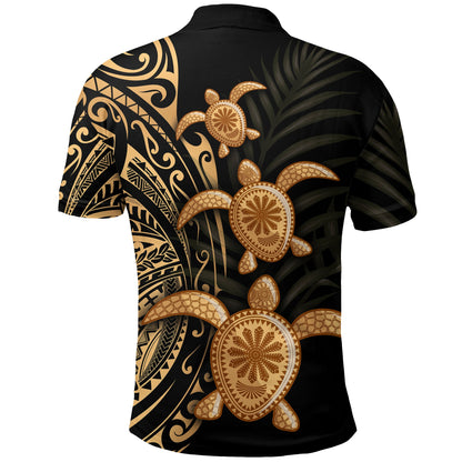 Polynesian Turtle Polo Shirt Honu Family Gold