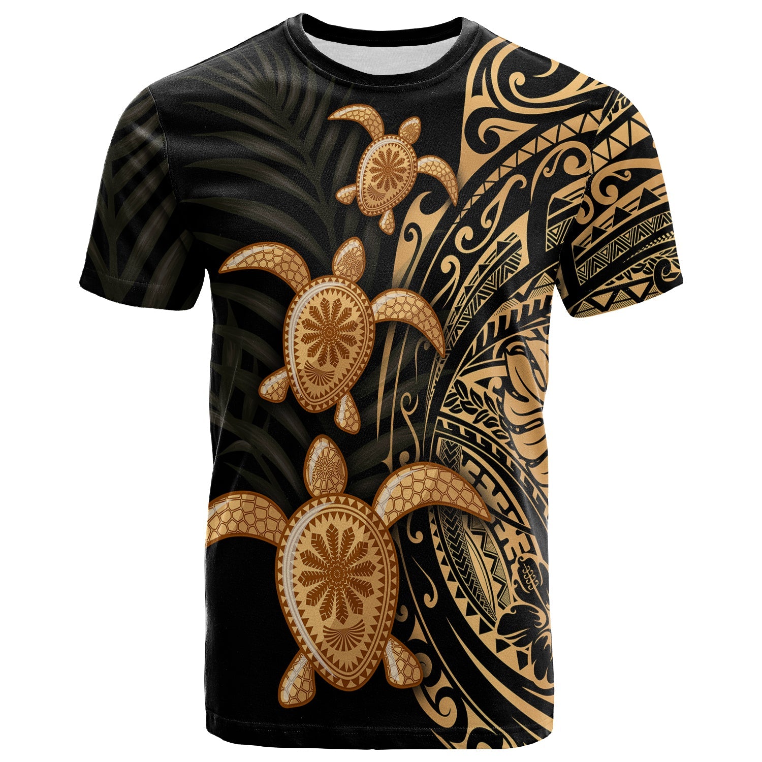 Polynesian Turtle T Shirt Honu Family Gold