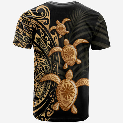 Polynesian Turtle T Shirt Honu Family Gold