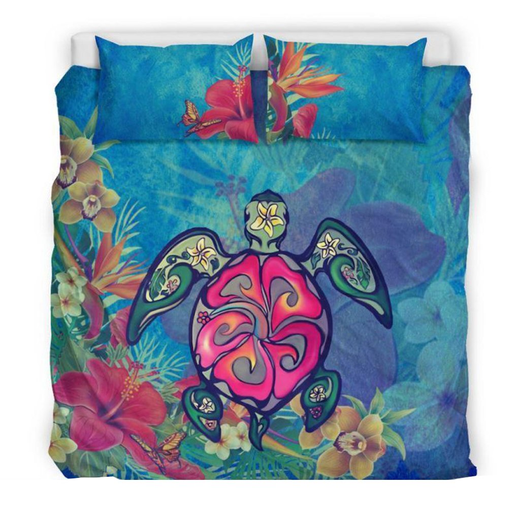 Hawaii Duvet Cover Set Hawaiian Turtle Hibiscus