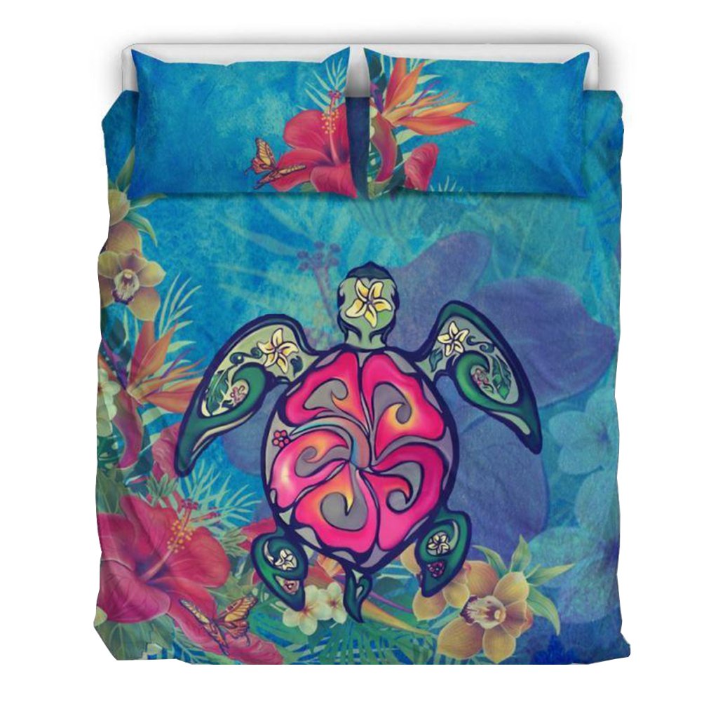 Hawaii Duvet Cover Set Hawaiian Turtle Hibiscus