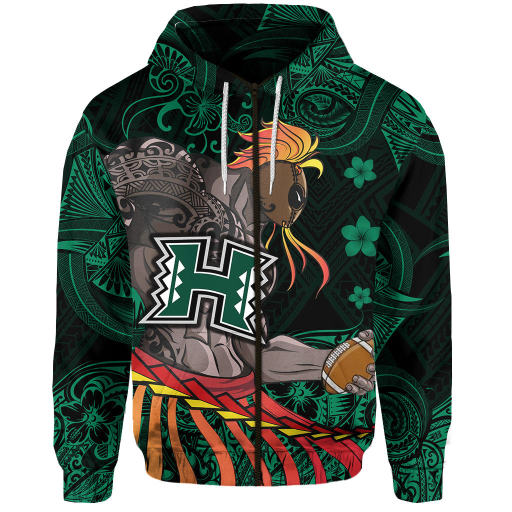 Hawaii Warriors Polynesian Zip Hoodie Unique Style Green