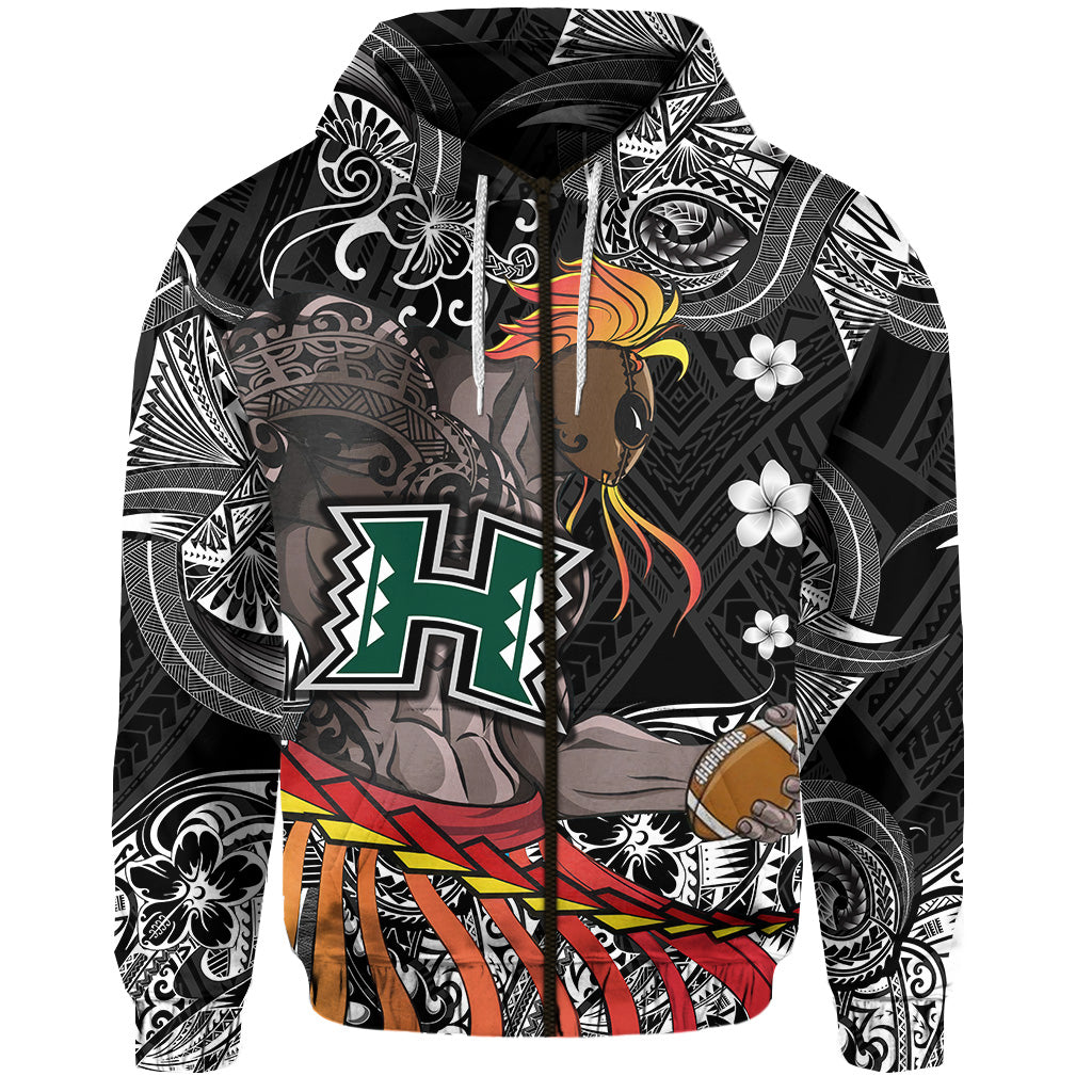 Hawaii Warriors Polynesian Zip Hoodie Unique Style Black