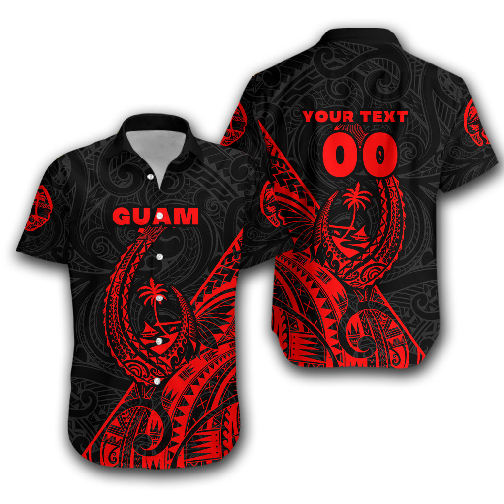 Custom Personalised Guam Rugby Hawaiian Shirt Polynesian Patterns Style - Red