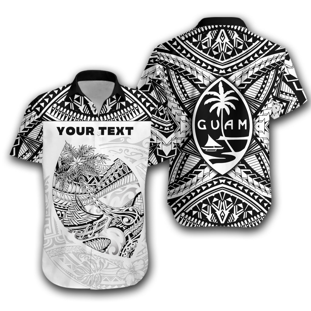 Custom Personalised Guam Rugby Hawaiian Shirt Polynesian Patterns - White Ver.2 -