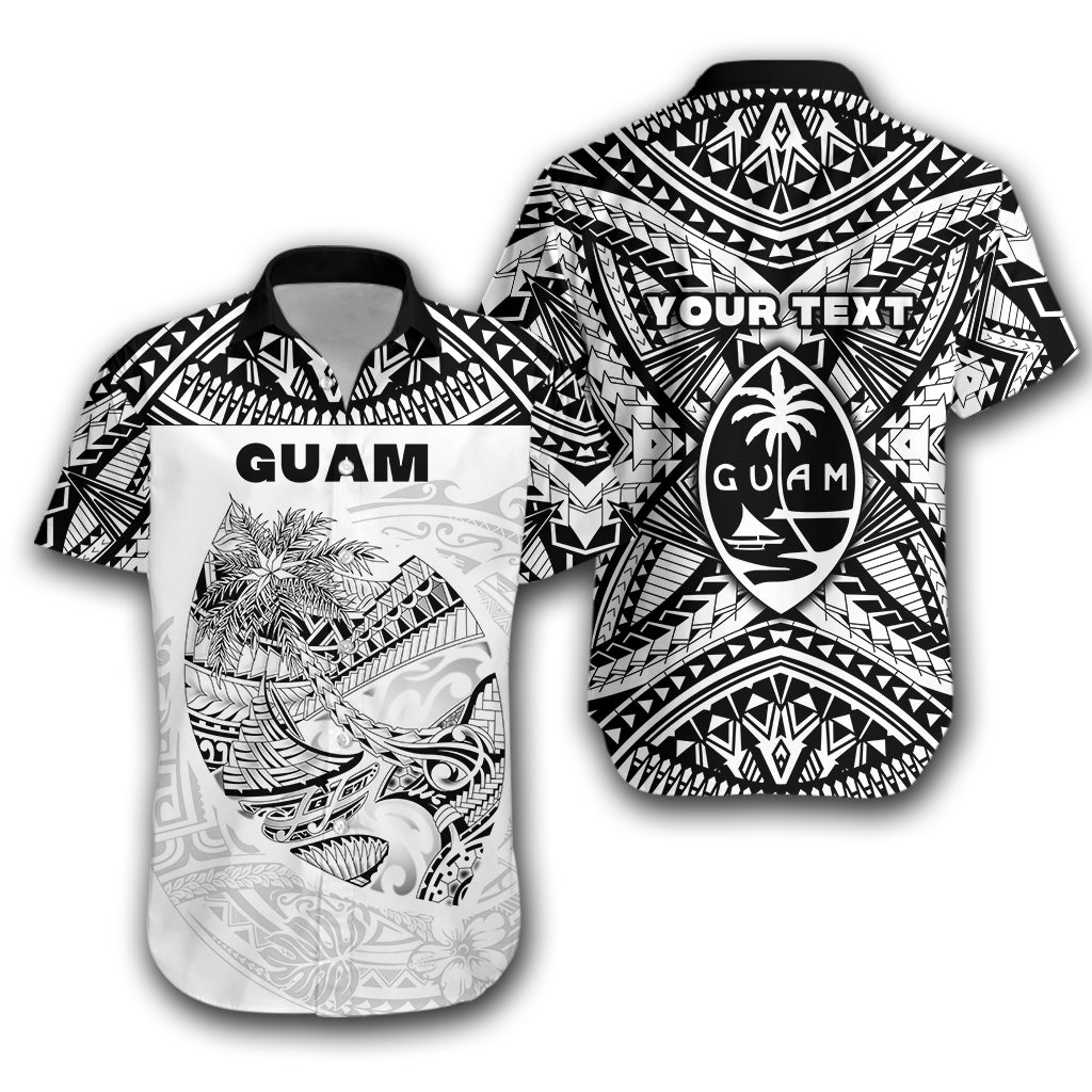 Custom PersonalisedGuam Rugby Hawaiian Shirt Polynesian Patterns - White