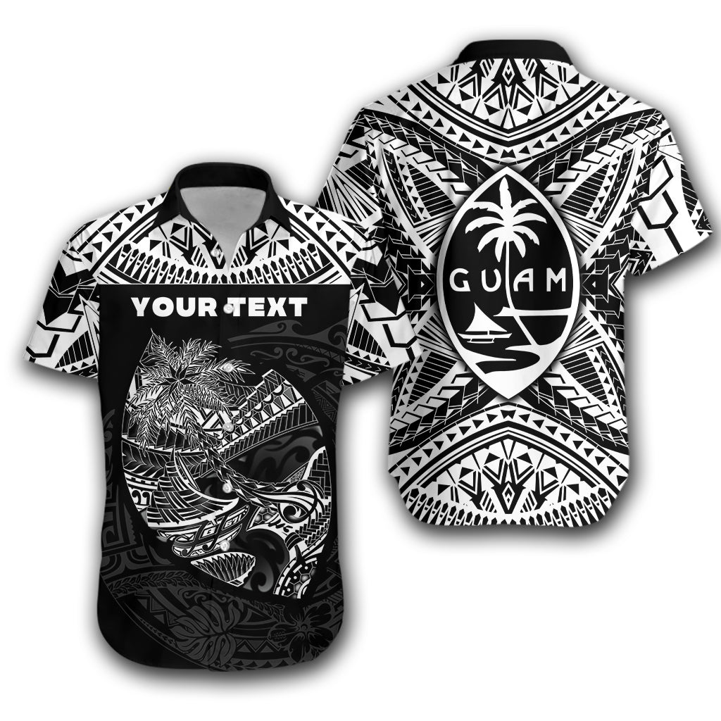 Custom Personalised Guam Rugby Hawaiian Shirt Polynesian Patterns - Black - Ver.2 -
