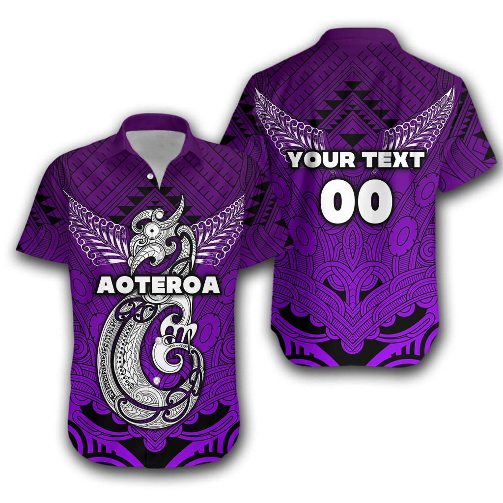 Custom Personalised Maori Aotearoa Manania Hawaiian Shirt Simple Sport Style - Purple