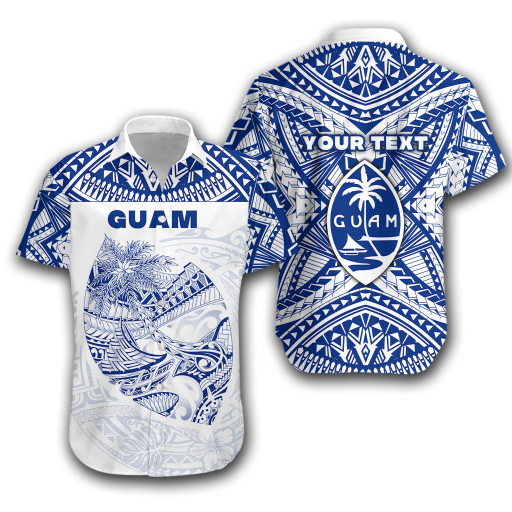 Custom PersonalisedGuam Rugby Hawaiian Shirt Polynesian Patterns - Blue