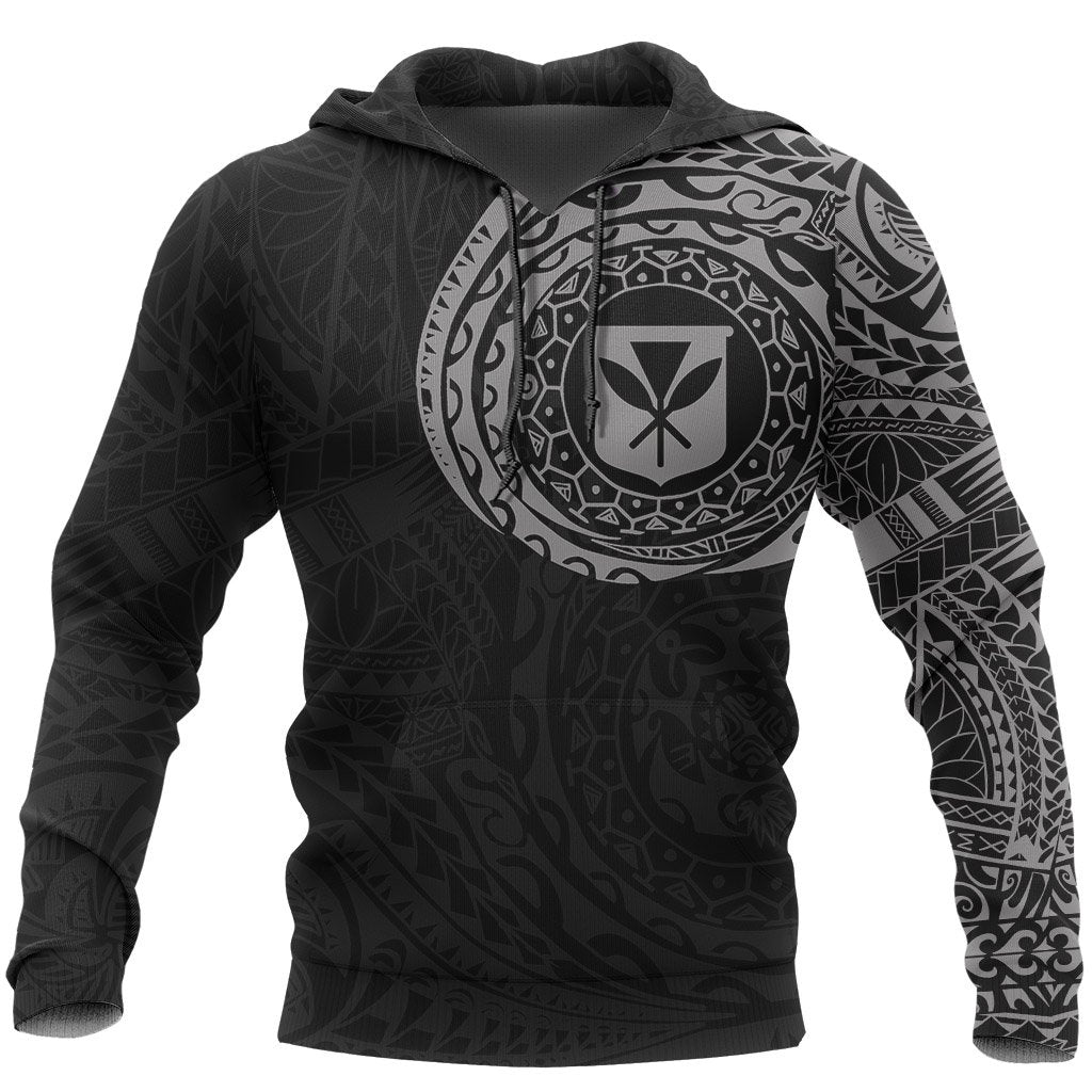 Polynesian Hoodie Kanaka Maoli Flag Polynesian Tattoo Style Special Version Black Zip Up Hoodie