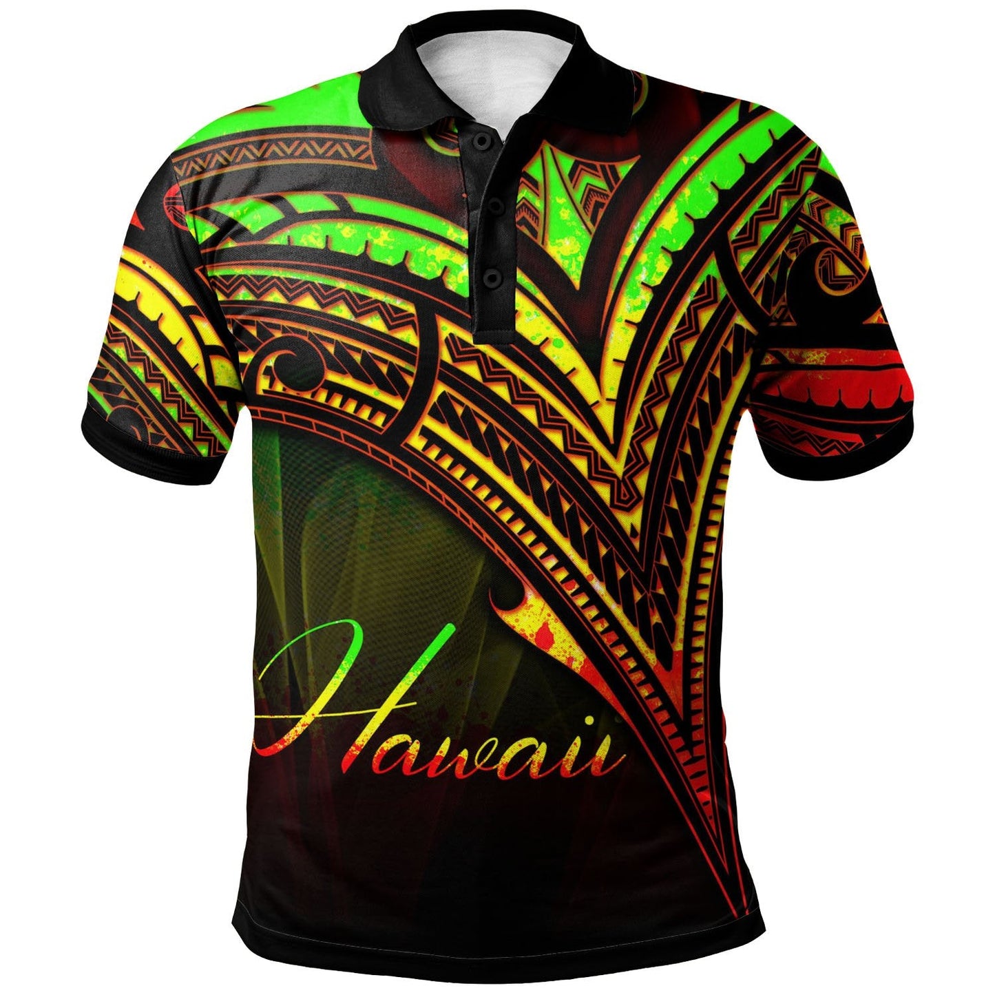 Hawaii Polo Shirt - Reggae Color Cross Style