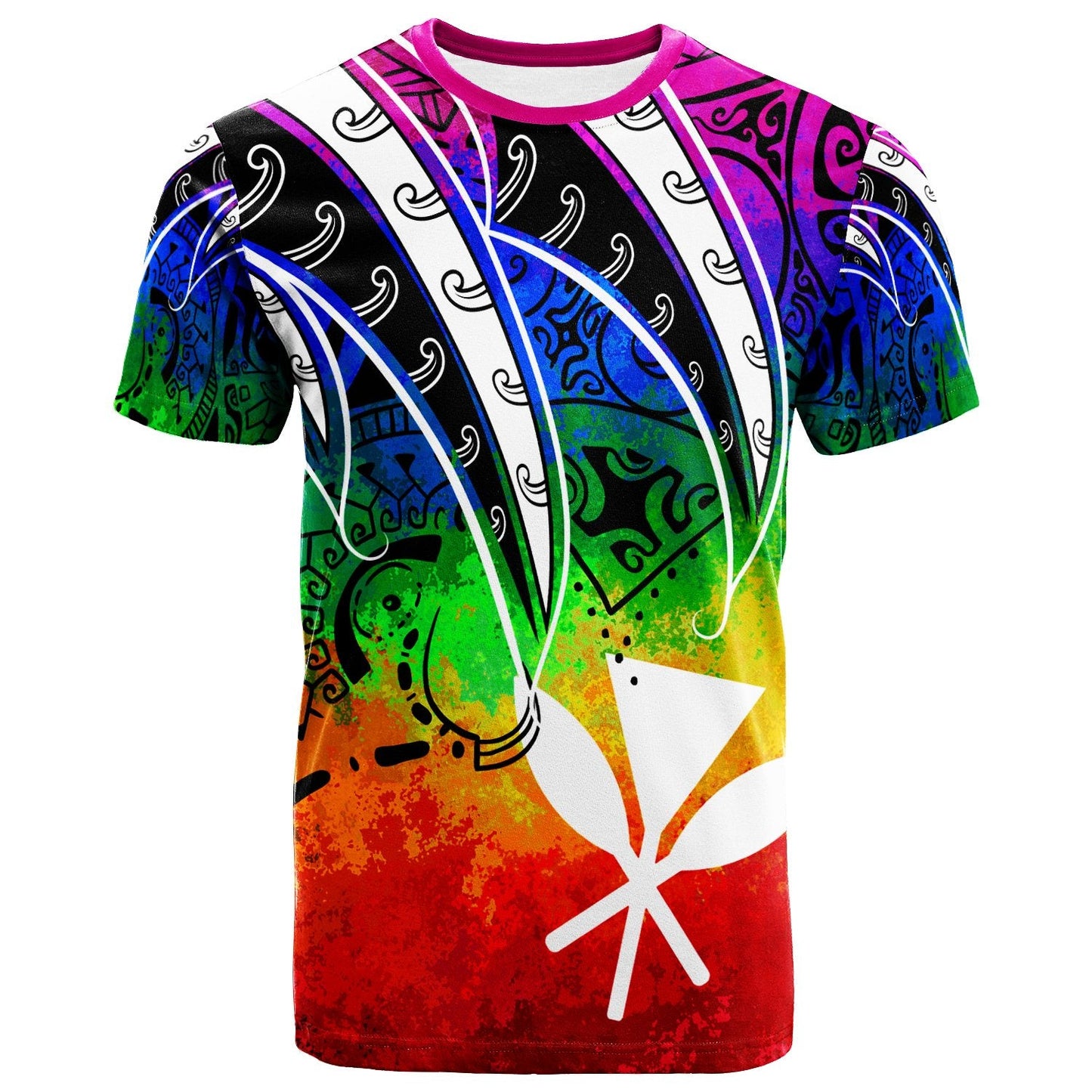 Hawaii T-Shirt - Tropical Leaf Rainbow Color