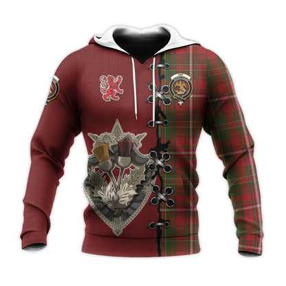 Printivon Hay Tartan Hoodie Lion Rampant And Celtic Thistle Style