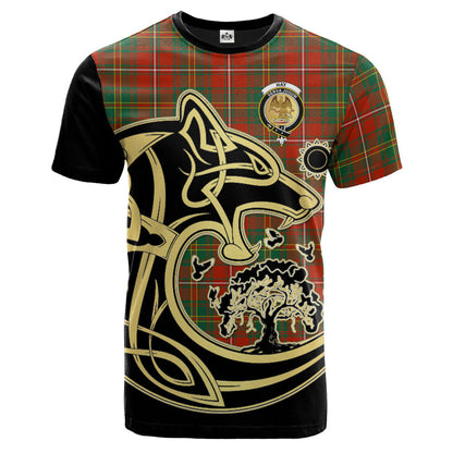 Printivon Hay Ancient Crest Celtic Wolf Tartan T Shirt Custom Your Text