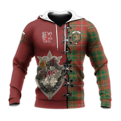 Printivon Hay Ancient Tartan Hoodie Lion Rampant And Celtic Thistle Style