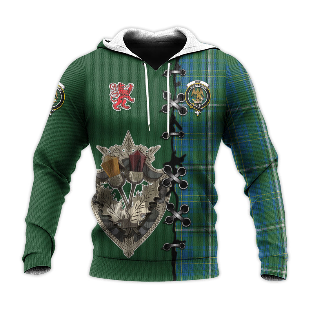 Printivon Hay Hunting Tartan Hoodie Lion Rampant And Celtic Thistle Style