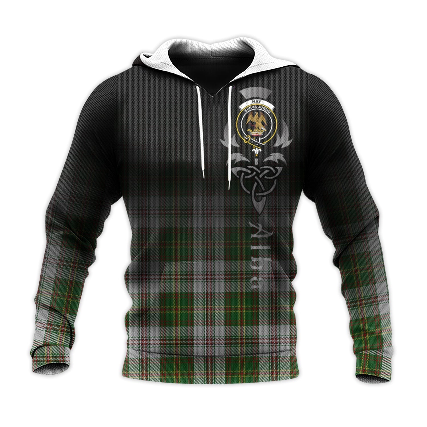 Printivon Hay White Dress Tartan Crest Alba Celtic Hoodie