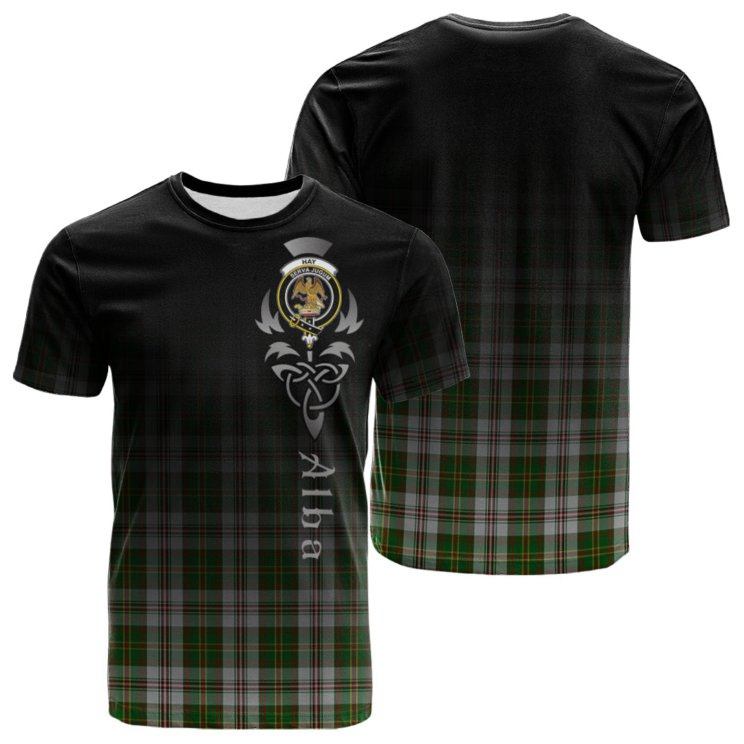 Printivon Hay White Dress Tartan Crest Alba Celtic T Shirt