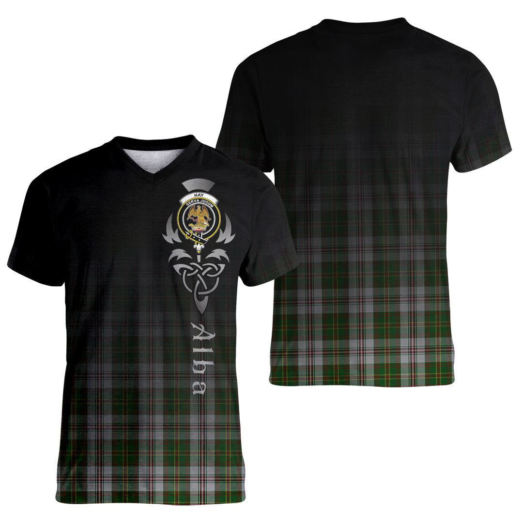 Printivon Hay White Dress Tartan Crest Alba Celtic T Shirt