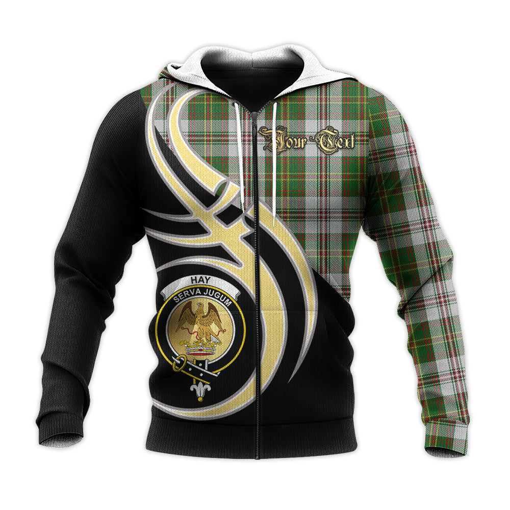 Printivon Hay White Dress Clan Believe In Me Crest Tartan Knitted Hoodie Custom Your Text