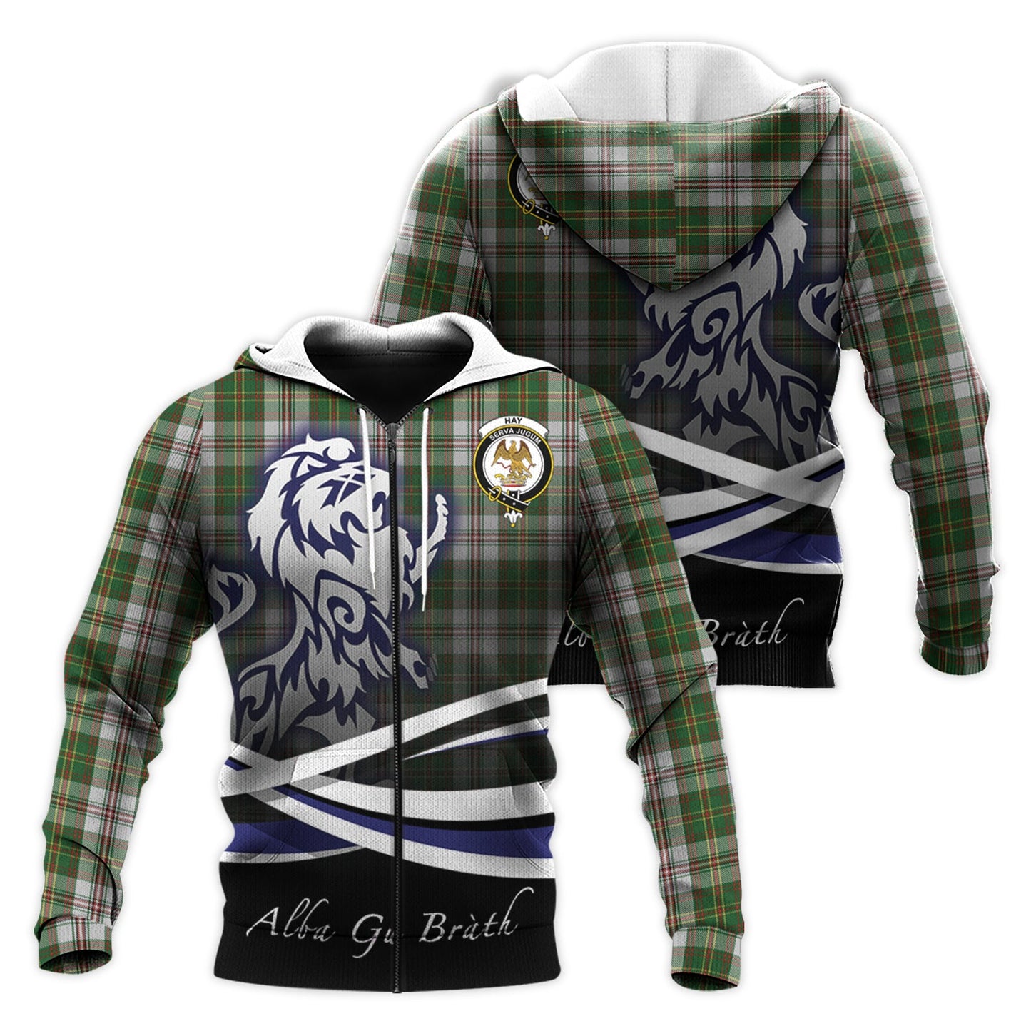 Printivon Hay White Dress Tartan Scottish Lion Hoodie