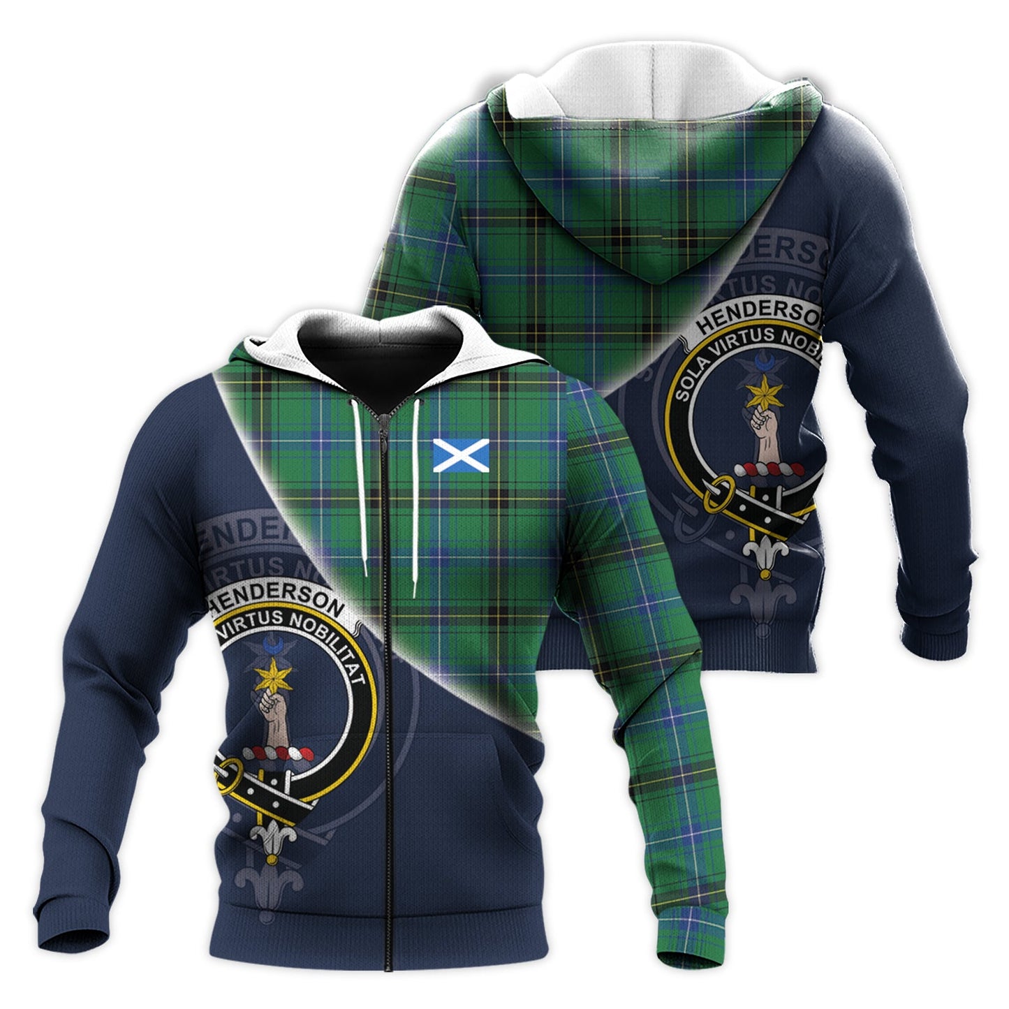 Printivon Henderson Ancient Tartan Scottish Crest Hoodie