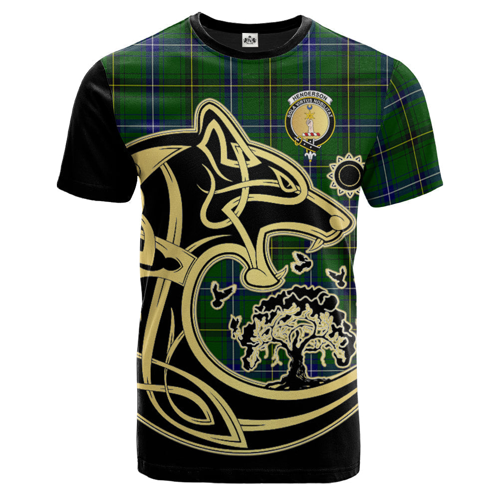 Printivon Henderson Modern Crest Celtic Wolf Tartan T Shirt Custom Your Text