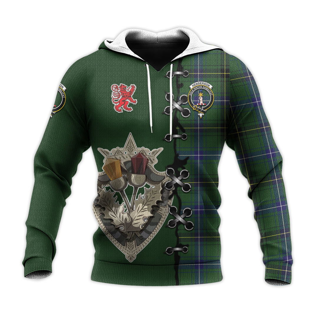 Printivon Henderson Modern Tartan Hoodie Lion Rampant And Celtic Thistle Style