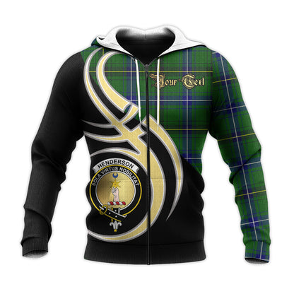 Printivon Henderson Modern Clan Believe In Me Crest Tartan Knitted Hoodie Custom Your Text