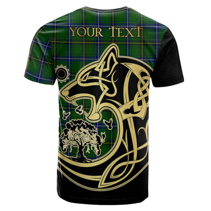 Printivon Henderson Modern Crest Celtic Wolf Tartan T Shirt Custom Your Text