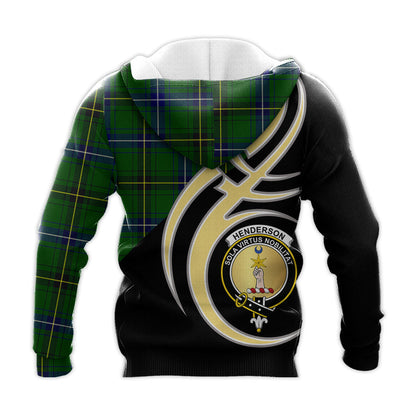 Printivon Henderson Modern Clan Believe In Me Crest Tartan Knitted Hoodie Custom Your Text
