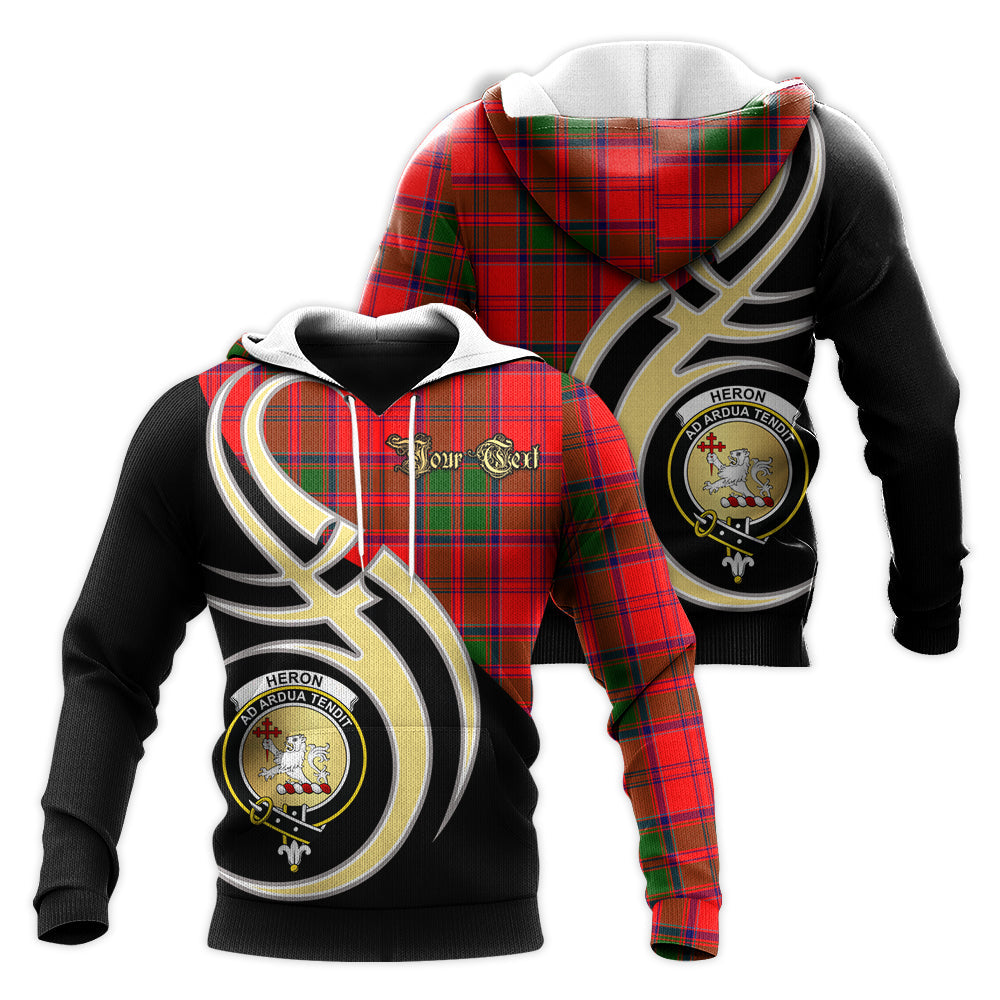 Printivon Heron Clan Believe In Me Crest Tartan Knitted Hoodie Custom Your Text