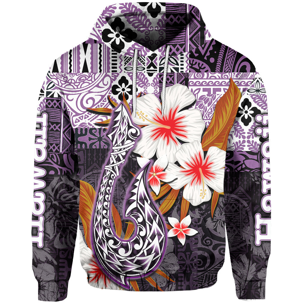 ( Personalised) Hawaii Fish Hook Hoodie Purple Style