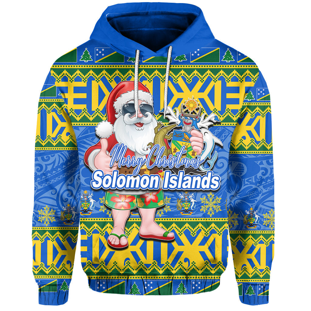 Solomon Islands Christmas Hoodie Cool Santa Claus