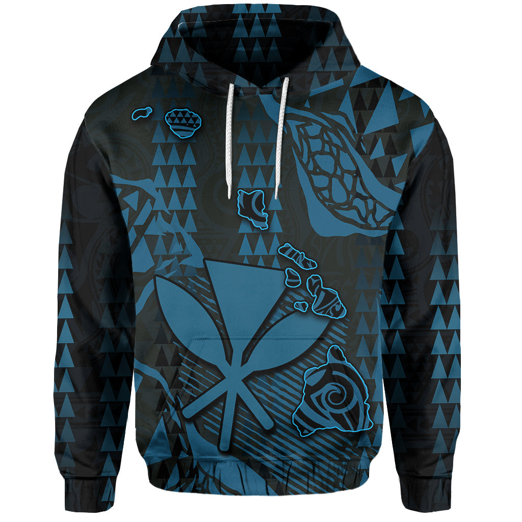 Hawaii Kanaka Map Hoodie Blue Style Hawaii Map Unisex Zip Up Hoodie