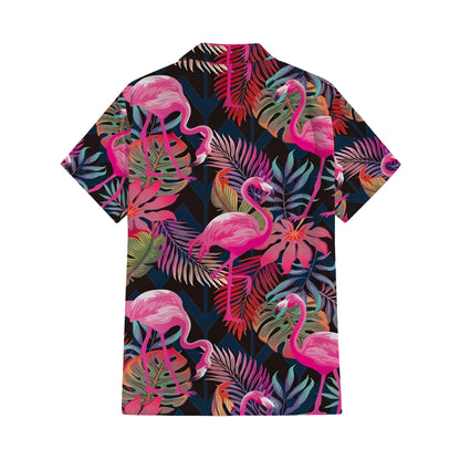 Flamingo Tropical Women's Dress Men's Shirt Couple Suit Polynesian Matching Outfit For Couple
