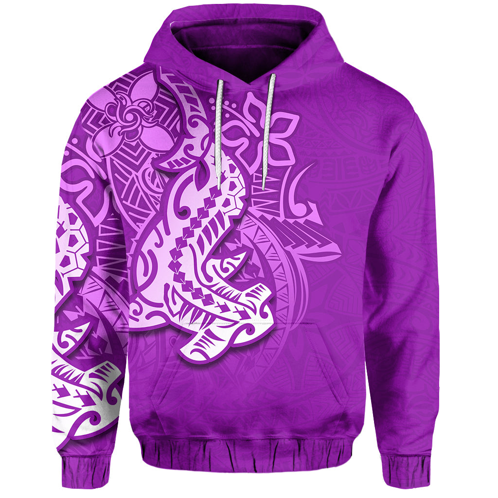 ( Personalised) Hammerhead shark Hoodie Polynesian Purple Style
