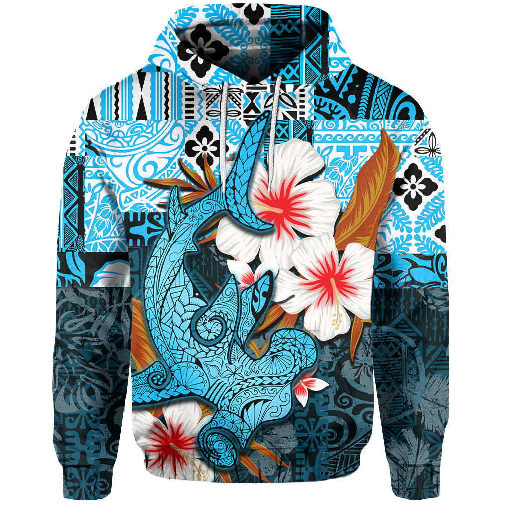 ( Personalised) Hammerhead shark Hoodie Hawaii Style Blue