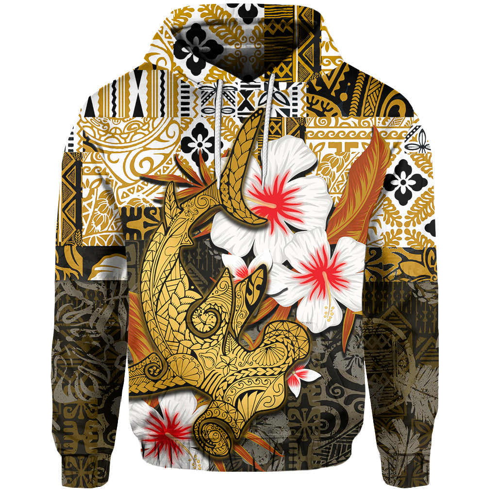 ( Personalised) Hammerhead shark Hoodie Hawaii Style Gold