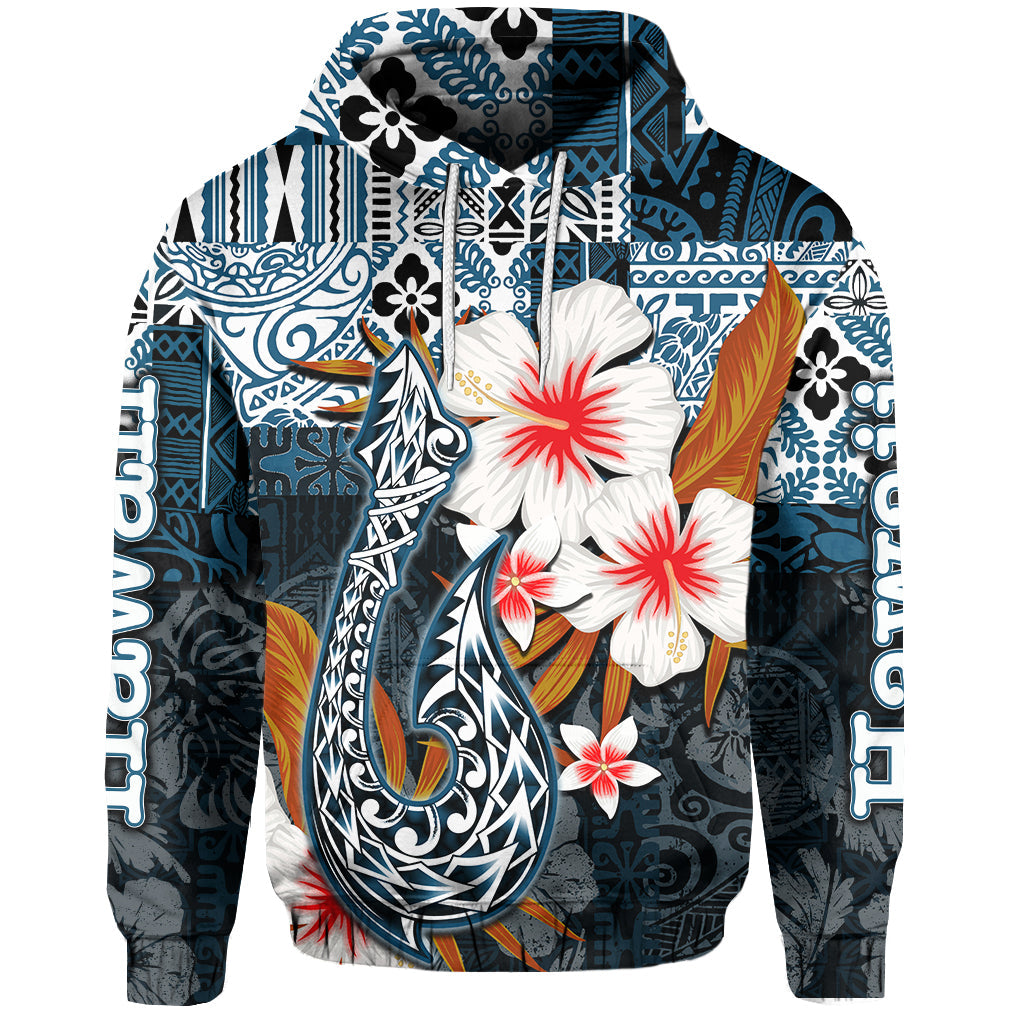 ( Personalised) Hawaii Fish Hook Hoodie Blue Style