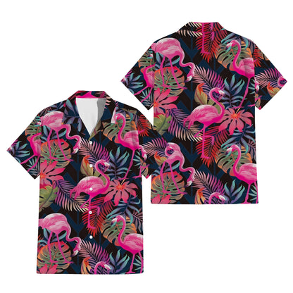Flamingo Tropical Women's Dress Men's Shirt Couple Suit Polynesian Matching Outfit For Couple