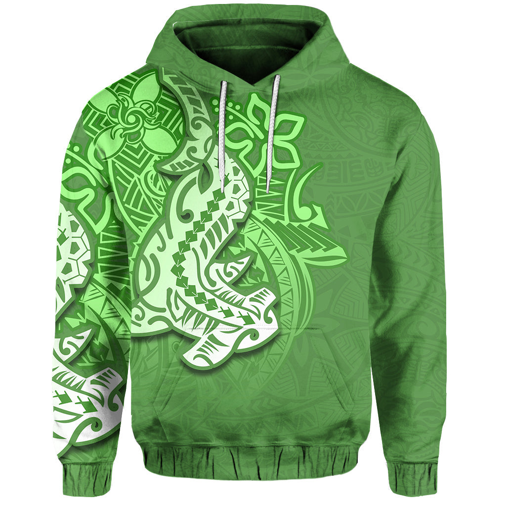 ( Personalised) Hammerhead shark Hoodie Polynesian Green Style